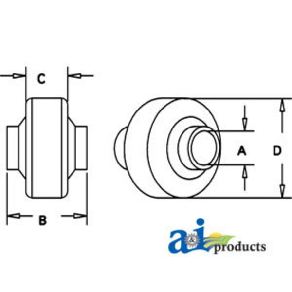 A & I Products Socket, Ball; Top Link - Cat II 8" x6" x2" A-BS104